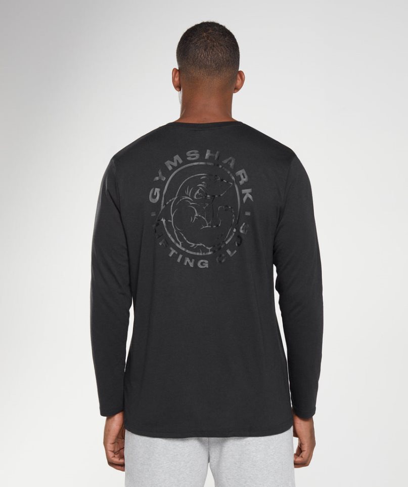 Men's Gymshark Legacy Long Sleeve T-Shirts Black | CA A13685